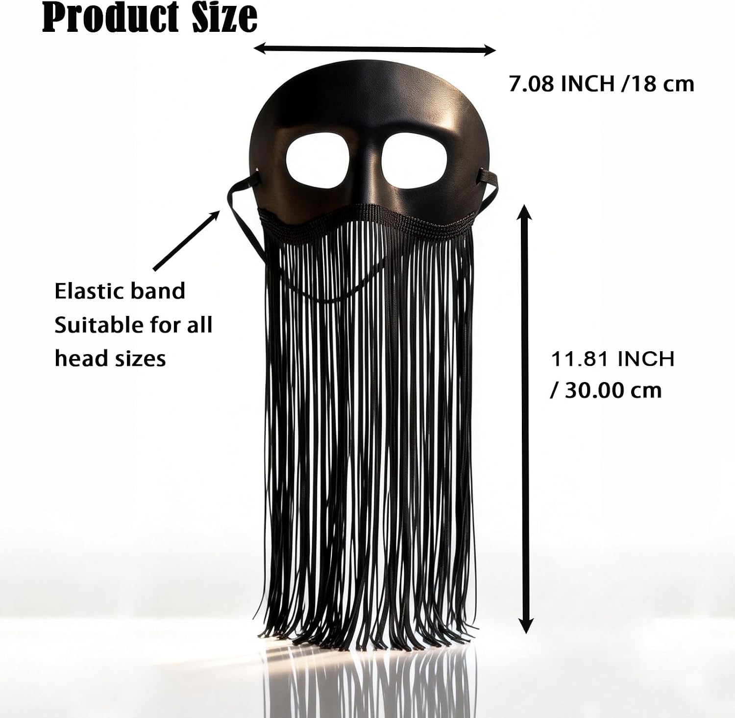 Black Leather Fringe Masquerade Mask Venetian Adult Masks for Halloween, Mardi Gras, Theme Parties