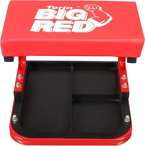 Miniatura 4 de Torin Big RED TR6300-3 250lbs Red Rolling Automotive Creeper - Asiento de garajetienda taburete mecánico acolchado con bandeja grande para