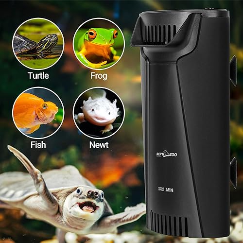 Miniatura 8 de REPTIZOO - Filtro interno para tanque de tortuga, filtro interno de esquina para acuario, 92 GPH de bajo nivel de agua con biofiltración de 3