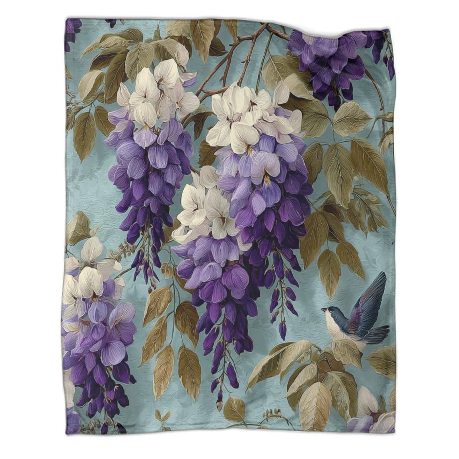 Glycine Pattern Ropa Cama Para Adolescente Estampada Manta De Felpa Cómoda Y Suave Y Esponjosa Adecuada Para Sofá Cama Sofá 80x90inch(200x230cm)