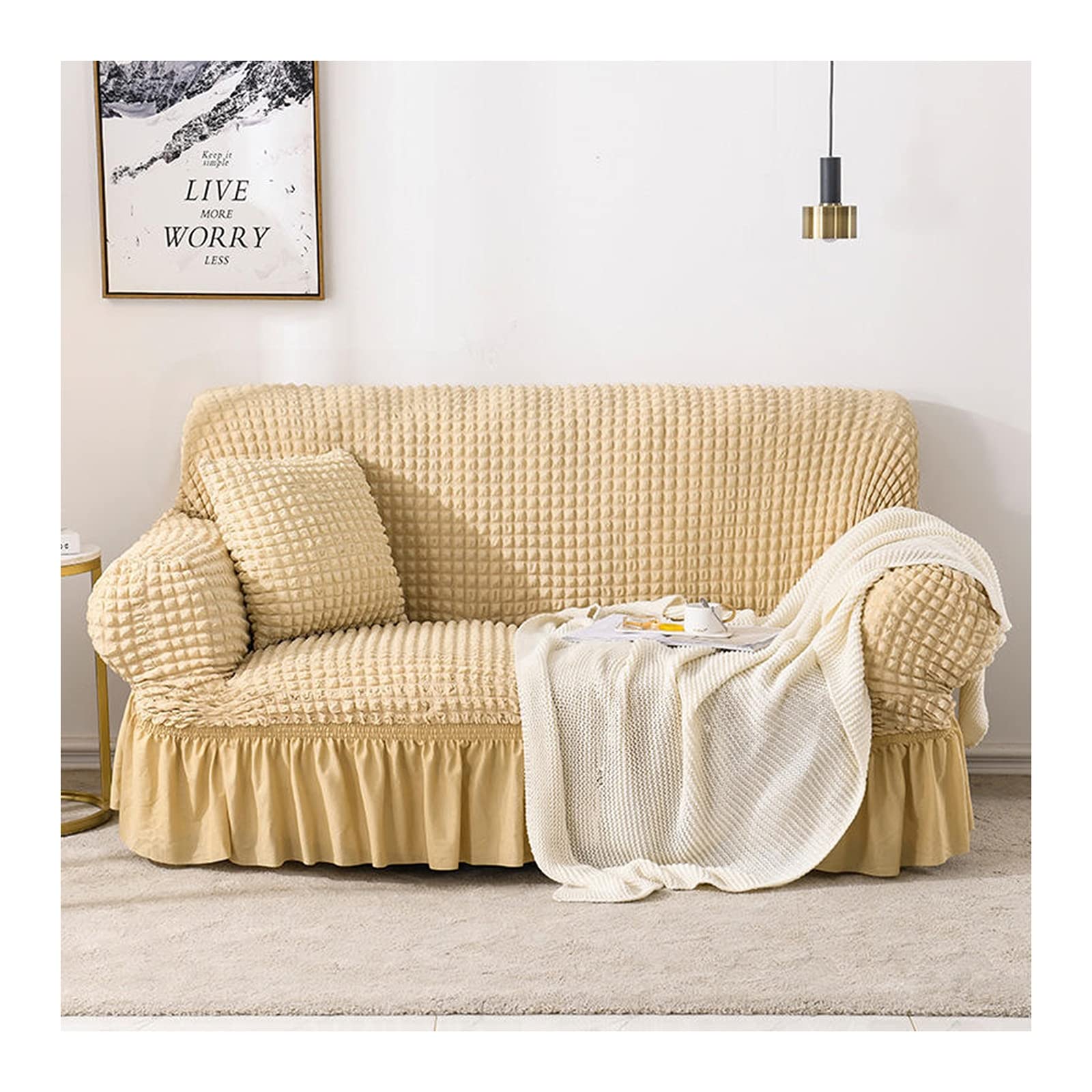 Housse canapé 2 places beige : finies les taches !
