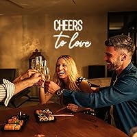 Vista 7 de Letrero de neón regulable con texto en inglés Cheers to Love con luces de neón para decoración de pared, decoración de Navidad, boda, compromiso