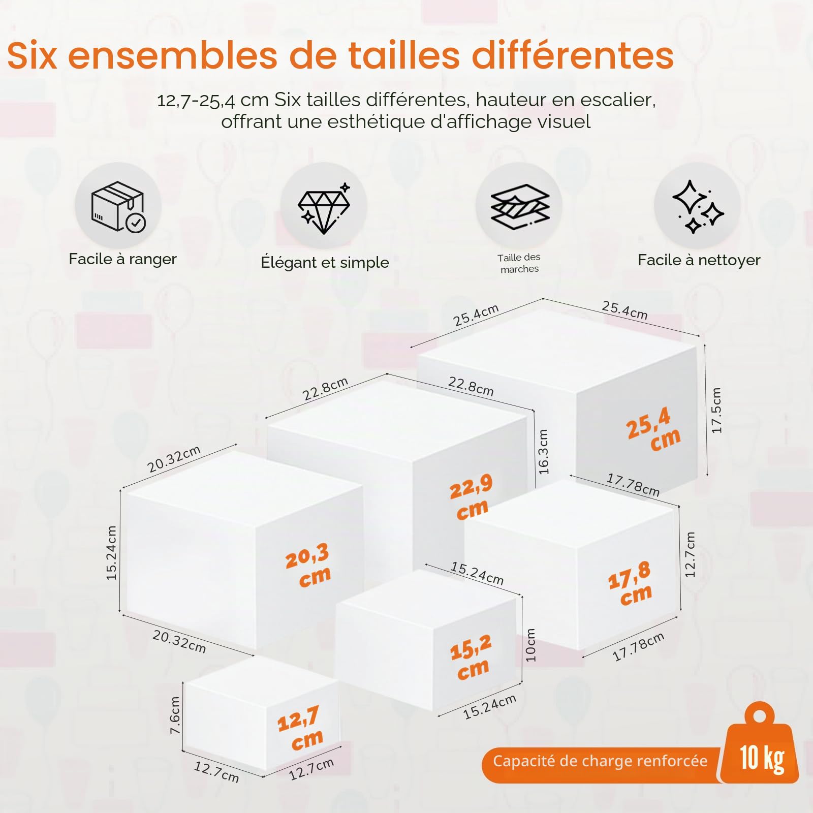Presentoir A Gateau Blanc,Presentoir Aperitif Buffet,PréSentoir Buffet Traiteur Mariage,Lot De 6 Supports De Buffet Pour Desserts, PréSentoirs De Table, PréSentoirs De Cubes Pour Aliments