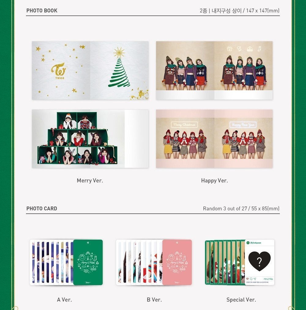 TWICE - Merry & Happy [Happy ver.] CD + álbum de fotos + cartão de
