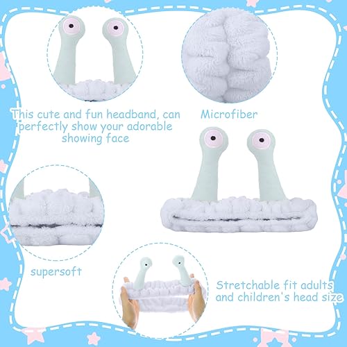 Miniatura 3 de WLLHYF Diadema de spa, juego de muñequeras para lavado de cara, diadema de maquillaje, banda para el cabello de vellón coral de caracol, banda para