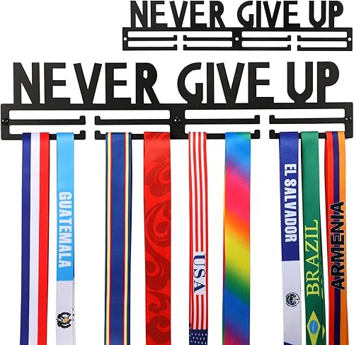 Yerliker Soporte para medallas, marco para más de 40 medallas, soporte para medallas deportivas y cinta con barras fáciles de colgar, estantes de