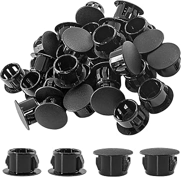 Murtenze 30 Pcs 13mm 1/2 "Black Hole Plugs، Plastic Flush Type Panel Plugs غطاء التثبيت ، المفاجئة البلاستيكية المستديرة في قفل الأنابيب لأثاث خزانة المطبخ