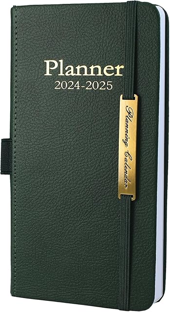 Diary 2024-2025 - 18 Month A6 Diary from Jan. 2024 to Jun.2025 Mid Year, Pocket Week to View Diary, Weekly & Month Planner with Leather Cover, Pen Loop, Inner Pocket (Green)
