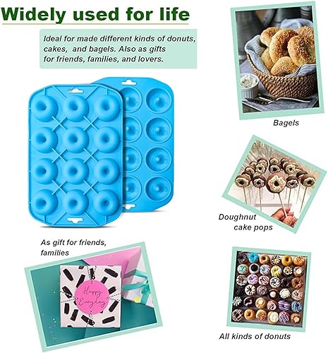 Miniatura 9 de Cupidove Moldes de silicona para donas, mini moldes de silicona para hornear sabrosas rosquillas, bagels, cakecups y más