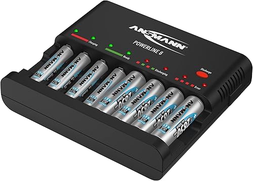 Miniatura 4 de Ansmann Powerline 8 - Cargador de batería universal para baterías recargables NiMH AAA y AA, cargador de 8 bahías más 8 baterías recargables Fujitsu