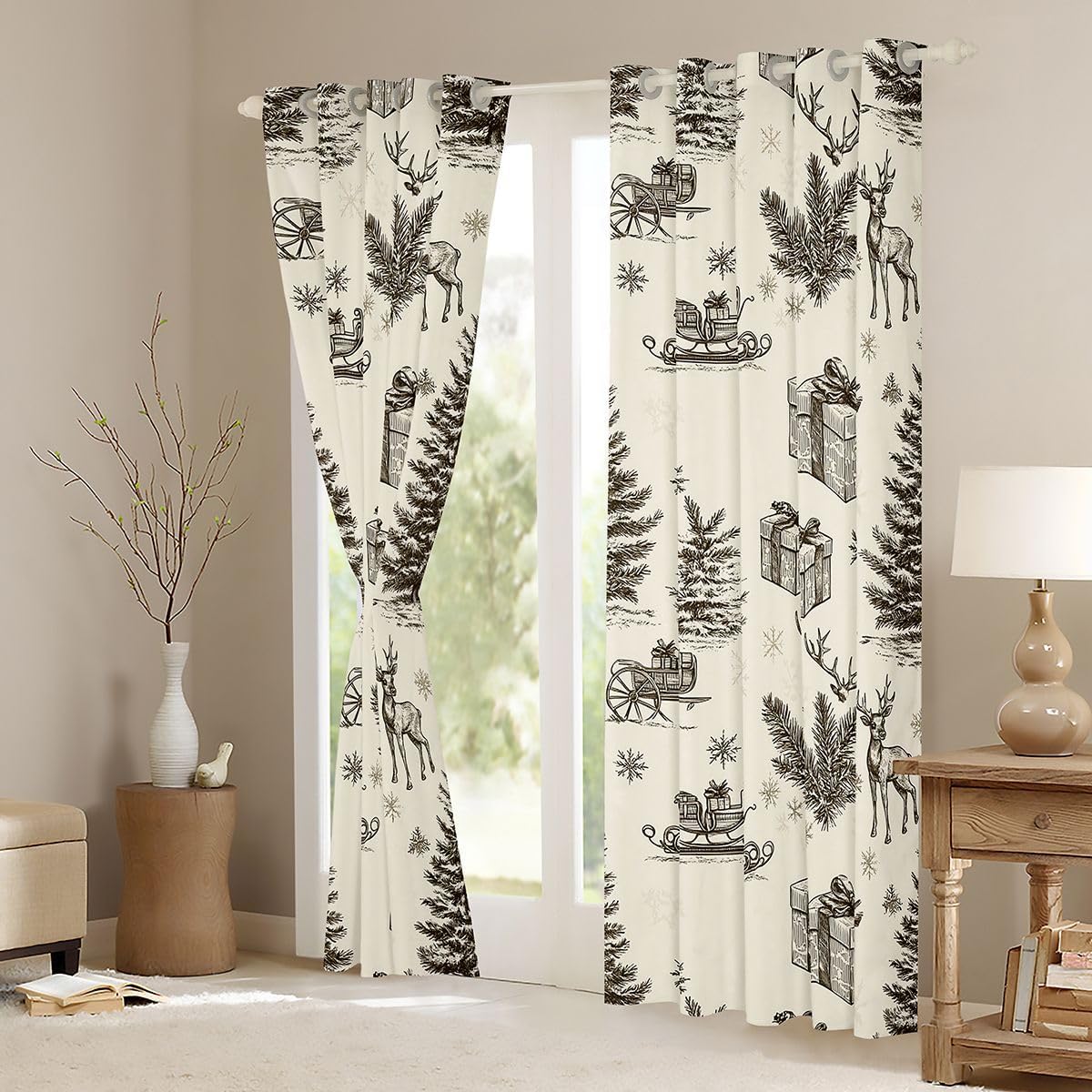 Castle Fairy Hand Drawn Deer Blackout Curtains for Girls Bedroom Decor, image 4