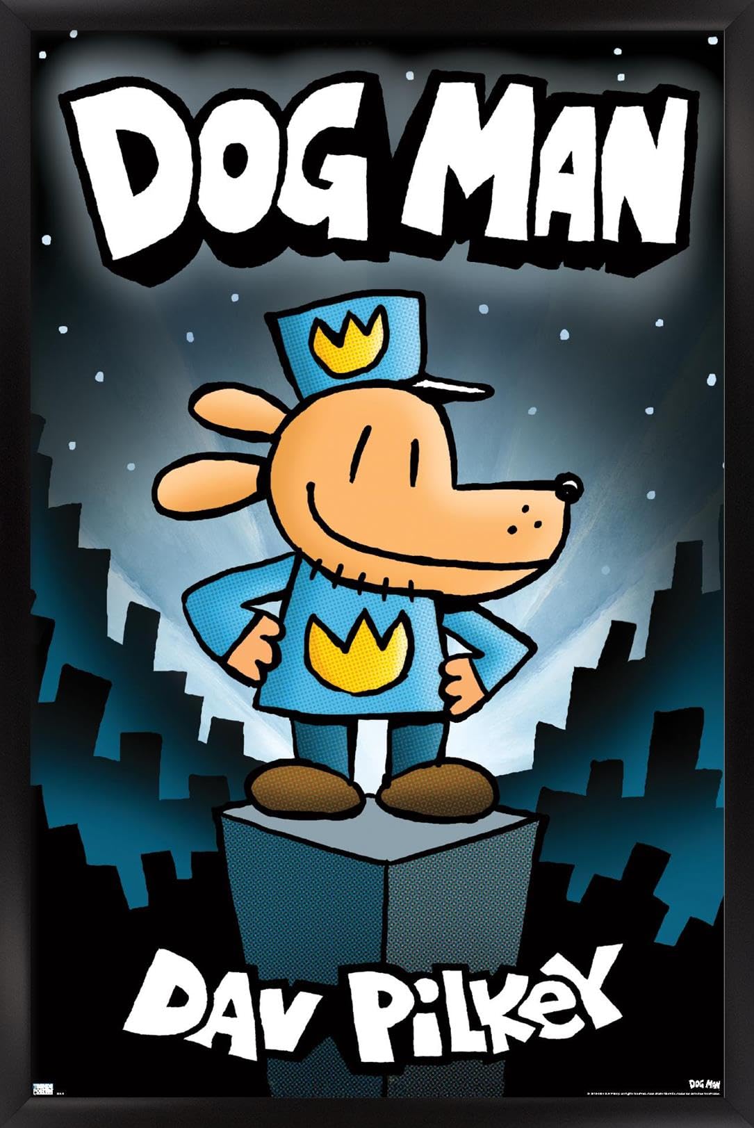 Dog Man - Book Cover (2016) Wall Poster, 22.4L" x 14.7W", Black Framed Version