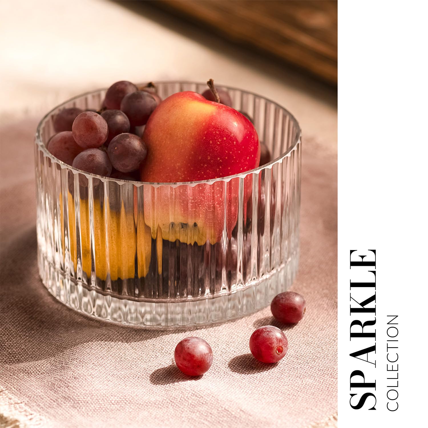 Krosno Ensaladera acanalada Sparkle | 16 cm | Colección Sparkle | Ideal para frutas, ensaladas y aperitivos | Para casa, restaurantes y fiestas | Apto para lavavajillas | Cristal sin plomo