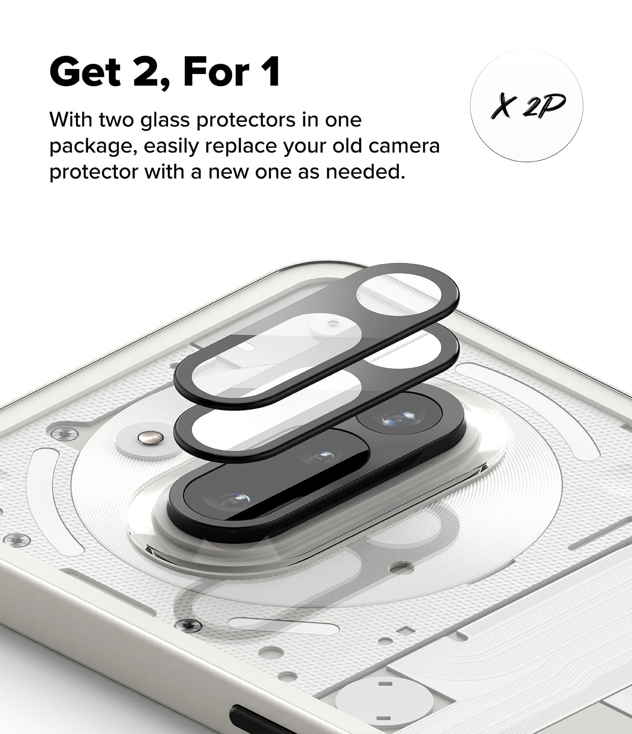 Ringke Camera Lens Frame Glass (2 Pezzi) Compatibile con Protezione Fotocamera iPhone 16 Pro Max e iPhone 16 Pro, Protezione Fotocamera Lenti Cover in Vetro Temperato Telaio Alluminio - Black