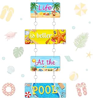 Summer Beach Wall Decor Welcome to Paradise Sign Patio Pool Sign Metal Hanging Tropical Bar Flip Flop Sign Endless Summer Vintage Beach Themed Plaque for Poolside Outdoor Home Decor (Cute Style)