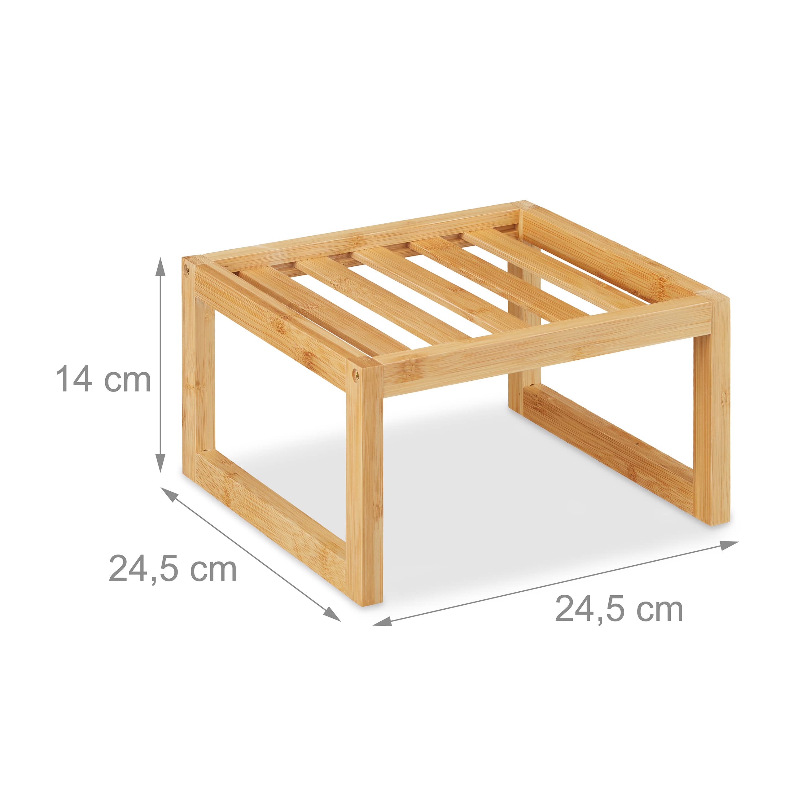 Relaxdays Organizer Quadrato per la Cucina, bambù, Inserto da Scaffale e Piano Lavoro, HxLxP: 14x24,5x24,5 cm, Naturale