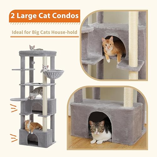 Miniatura 4 de PEQULTI Árbol para gatos grandes de 68 pulgadas para gatos grandes, torre alta resistente para gatos grandes de interior con percha superior extra
