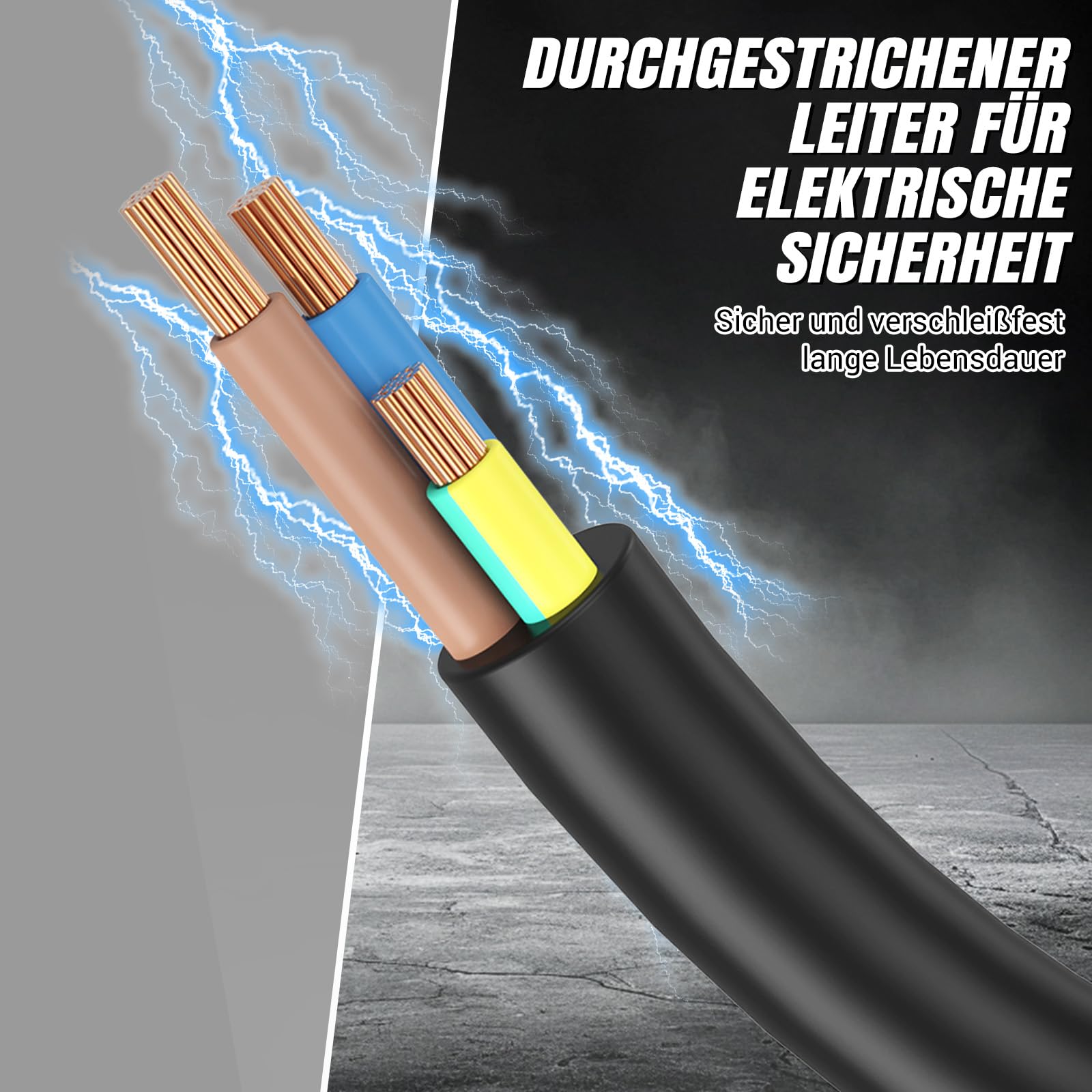 Kabeltrommel Verlängerungskabel 50m, Outdoor Steckdose mit 4 Steckdosen, Automatik Kabeltrommel Verlängerung, Werkstatt Kabelaufroller, Thermoschalter und Kabelhalter, Verlängerungskabel außen