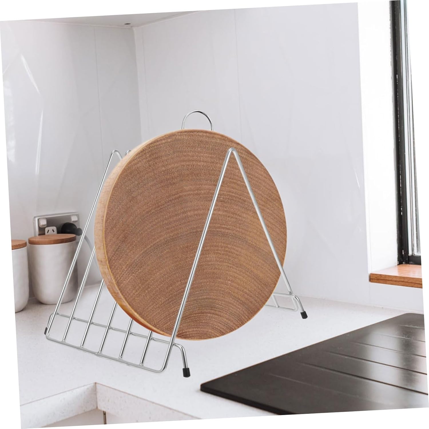 Heavy Duty Stainless Steel Cutting Board Holder Kitchen Storage Rack with Ventilated Open Design for Pizza Boards and Baking Trays Stable Multi Purpose Organizer for Household Use