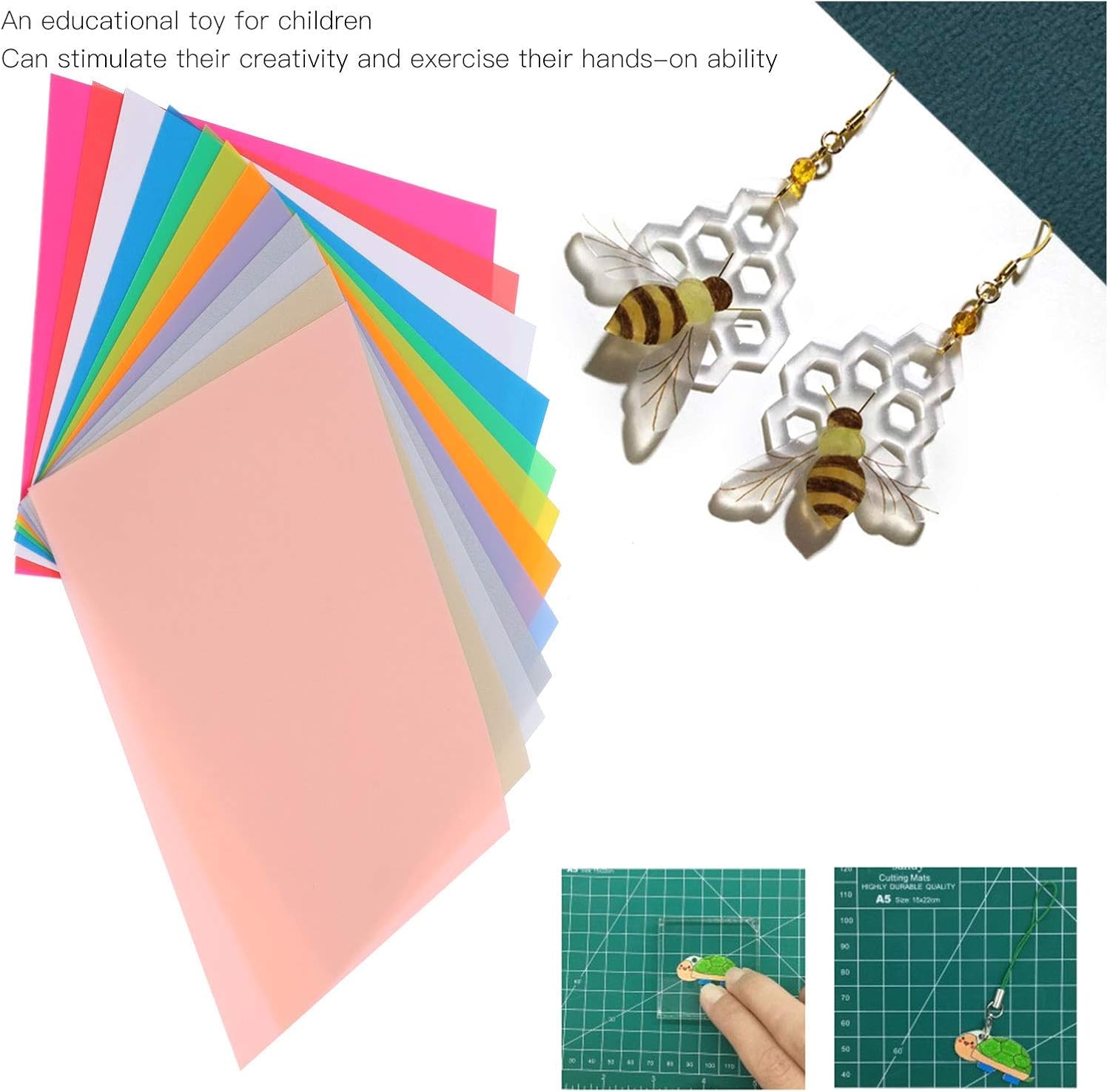 Heat Shrink Film Sheets, Keychains Accessory Heat-Shrink Sheets, Colorful Hand-Made Crafts Keychains Pendants Necklaces for Enthusiasts