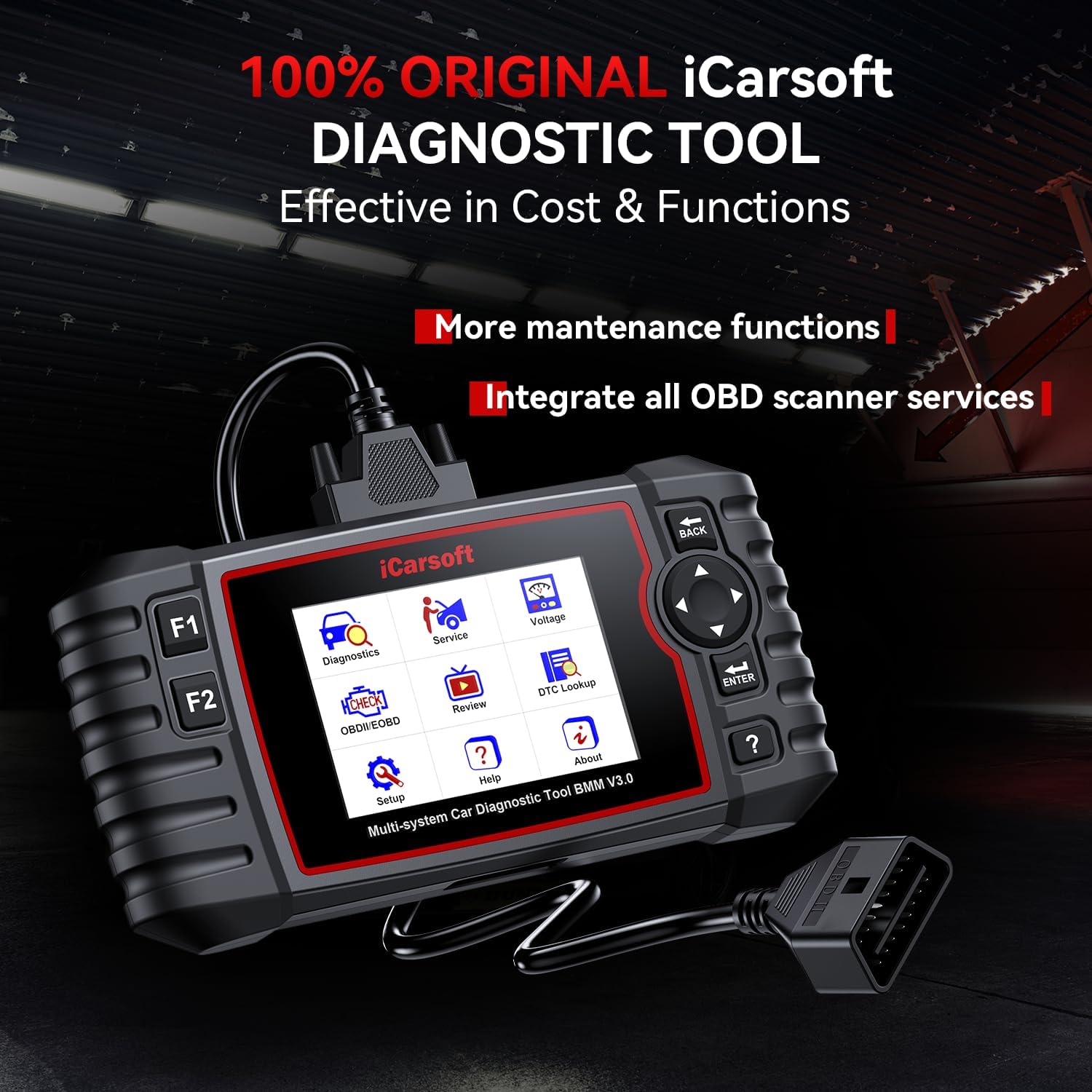 iCarsoft Bidirectional Diagnostic Tool for BMW/Rolls-Royce/Mini, BMM V3.0 All Resets/Battery Registration/ECU Coding Full System OBD2 Scanner for BMW Code Reader, Battery Test,Auto VIN-2025 Ver