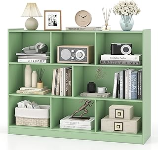 Tangkula 8-Cube Bookcase, Wood 3 Tier Open Storage Bookshelf, Modern Mul...