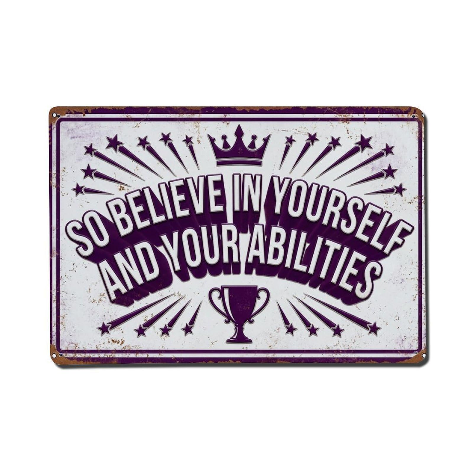 Confidence Brings Victory Grind Retro Motivational Slogans Vintage Metal Tin Sign Plaque Wall Decor for Cafe, Club, Garden Metal Poster 8x12Inch
