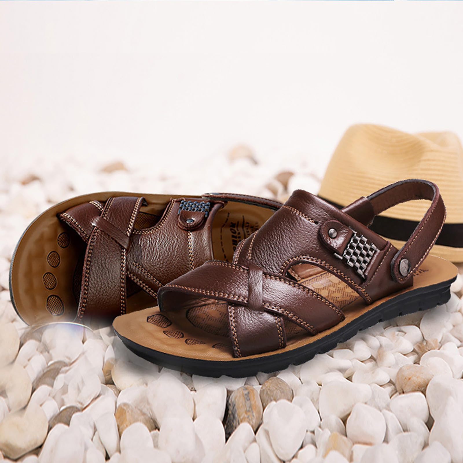 Sandalias Playa Hombre Suela de Goma Malla Transpirable con Bandas Ajustables Senderismo Casual Chanclas Piscina Zapas Calzado Sandalia Durable Flexible para Deporte