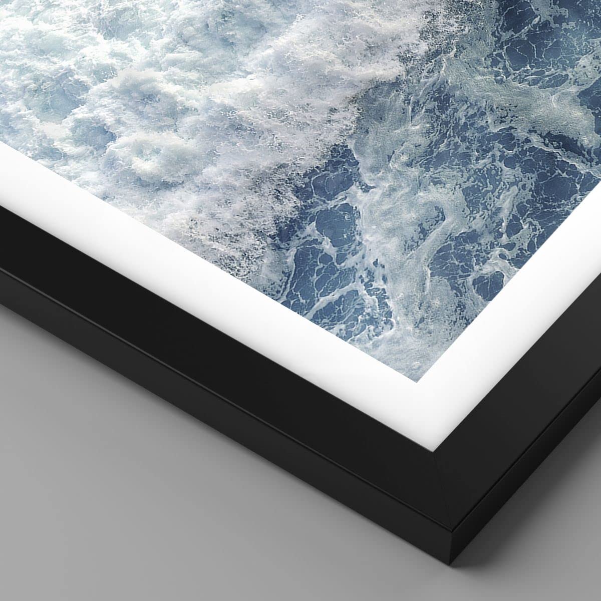 Affiche Encadrée Mer Vague Océan 100x70cm - Poster Moderne Decoration Murale ART TOR Cadre Noir