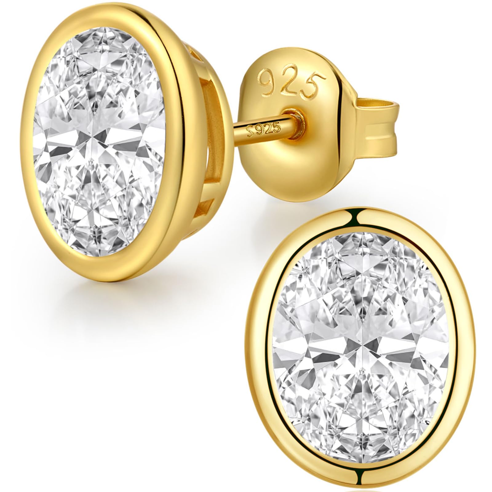 18K Oro Bianco Placcata Orecchini Uomo Donna Simulato Diamante Brillanti s925 Argento Sterlina Zirconi 5mm 6mm 7mm