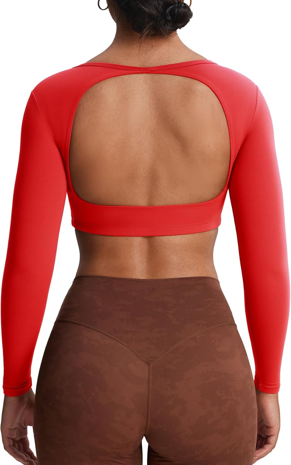 Aoxjox Long Sleeve Crop Tops for Women Clarissa Backless Workout Cropped T Shirt Top