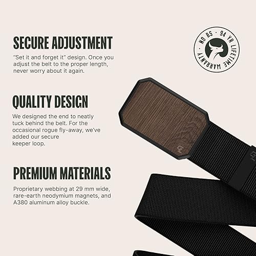 Miniatura 2 de Groove Life - Cinturón de nailon elástico para hombre con hebilla magnética de aluminio