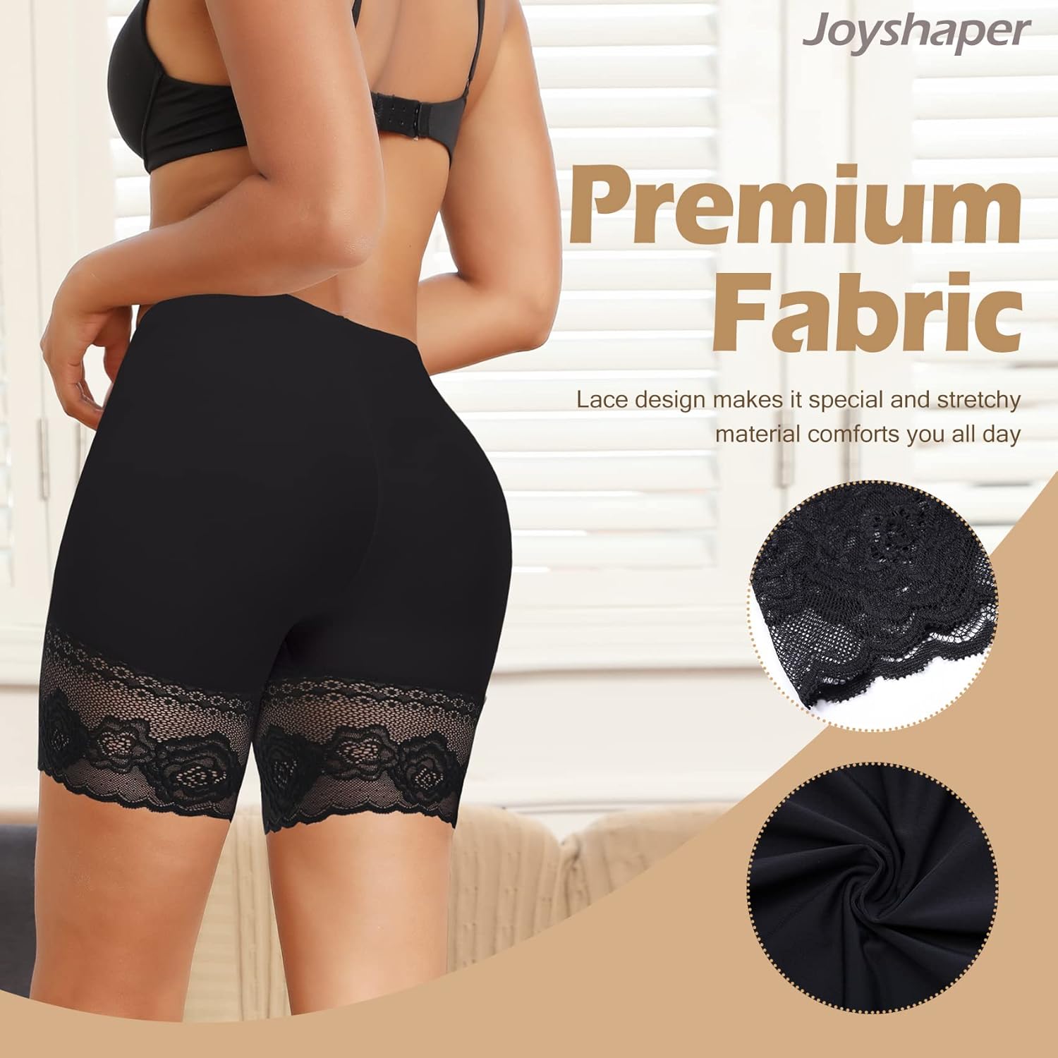 JOYSHAPER Slip Shorts for Under Dresses Thigh Bands Anti Chafing Lace Panties Underwear Women Base Layer - Image 3