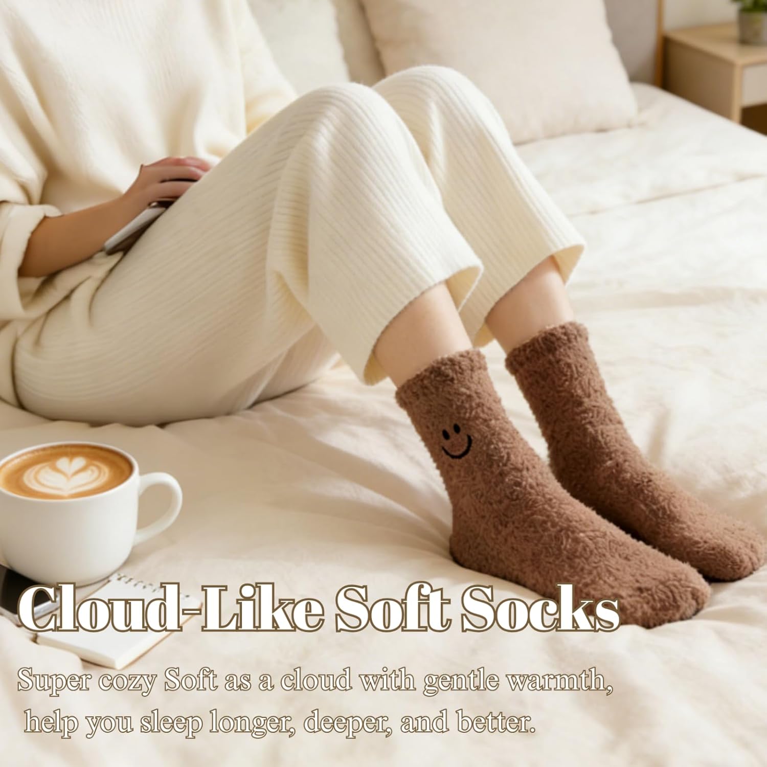 COZYOFFI Cozy Socks for Women Gifts: Fuzzy Ultra-Soft Warm Fluffy Cute Luxury Cloud Socks for Home Sleep 3 Pack - Image 6