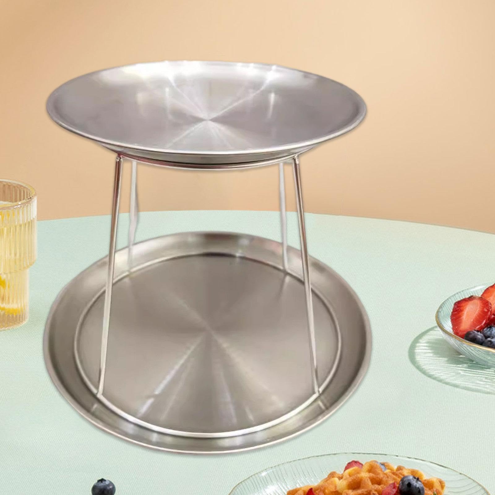 Soporte para servir mariscos, estante de 2 niveles para ostras, almejas, camarones y aperitivos, exhibición ligera para fiestas y eventos
