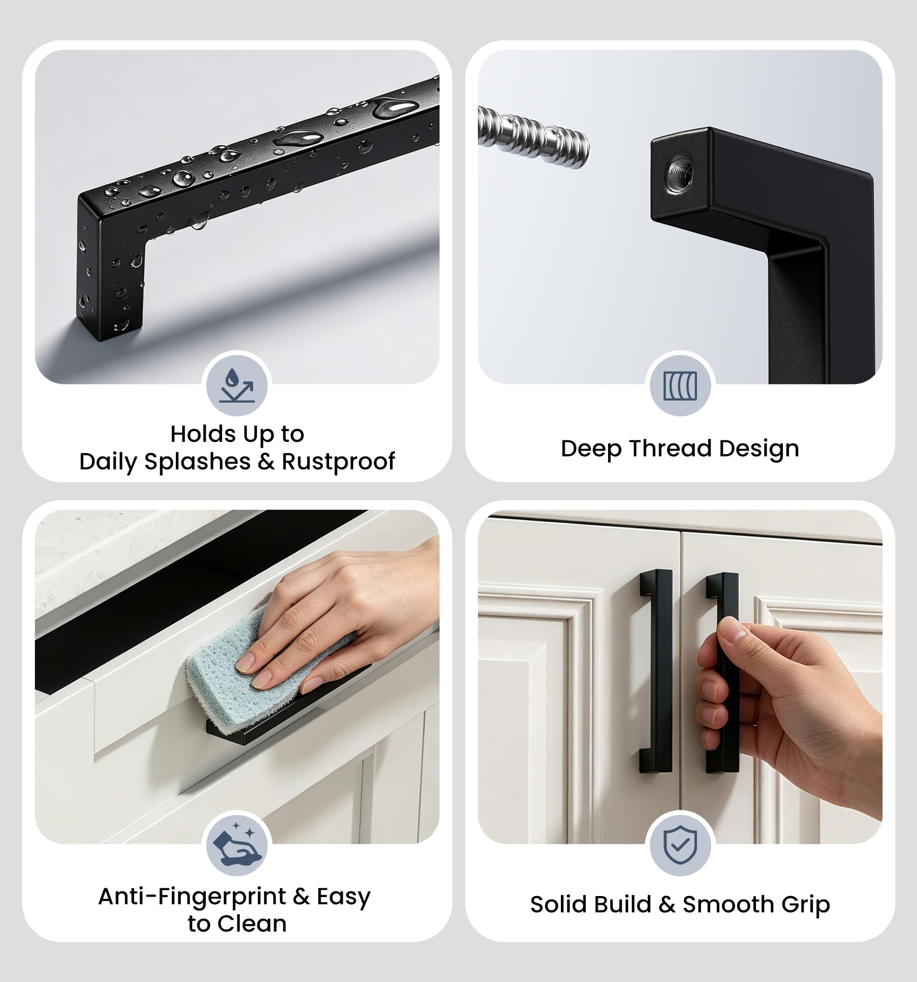 Veise Matte Black Cabinet Handles, 3 Inch CC, Solid Kitchen Pulls, 10 Pack — Amazon image 10
