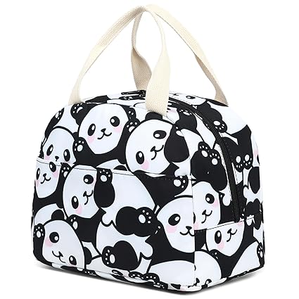 Panda Lunch Bag for Women Girls, Insulated Lunch Tote Bags Reusable Lunch Box for Kids Adults School Work Picnic Travel