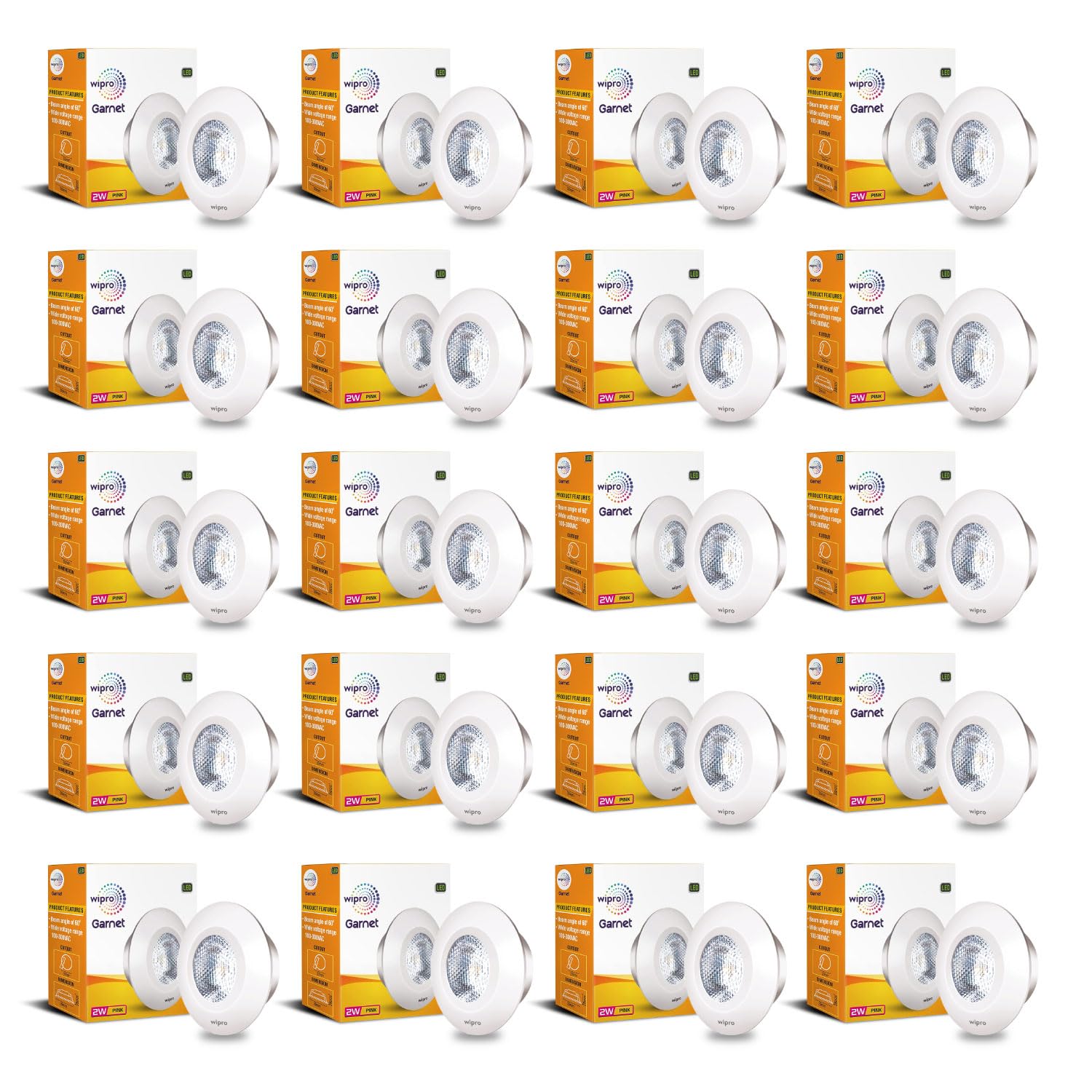Wipro Garnet 2W LED Integrated Spotlight | Pink Color | Compact Design Ceiling Spot Light for Cabinets & Wardrobes| Cutout - 33mm|Pack of 20 b22d (B0C2HXDXHM) Amazon Price History, Amazon Price Tracker