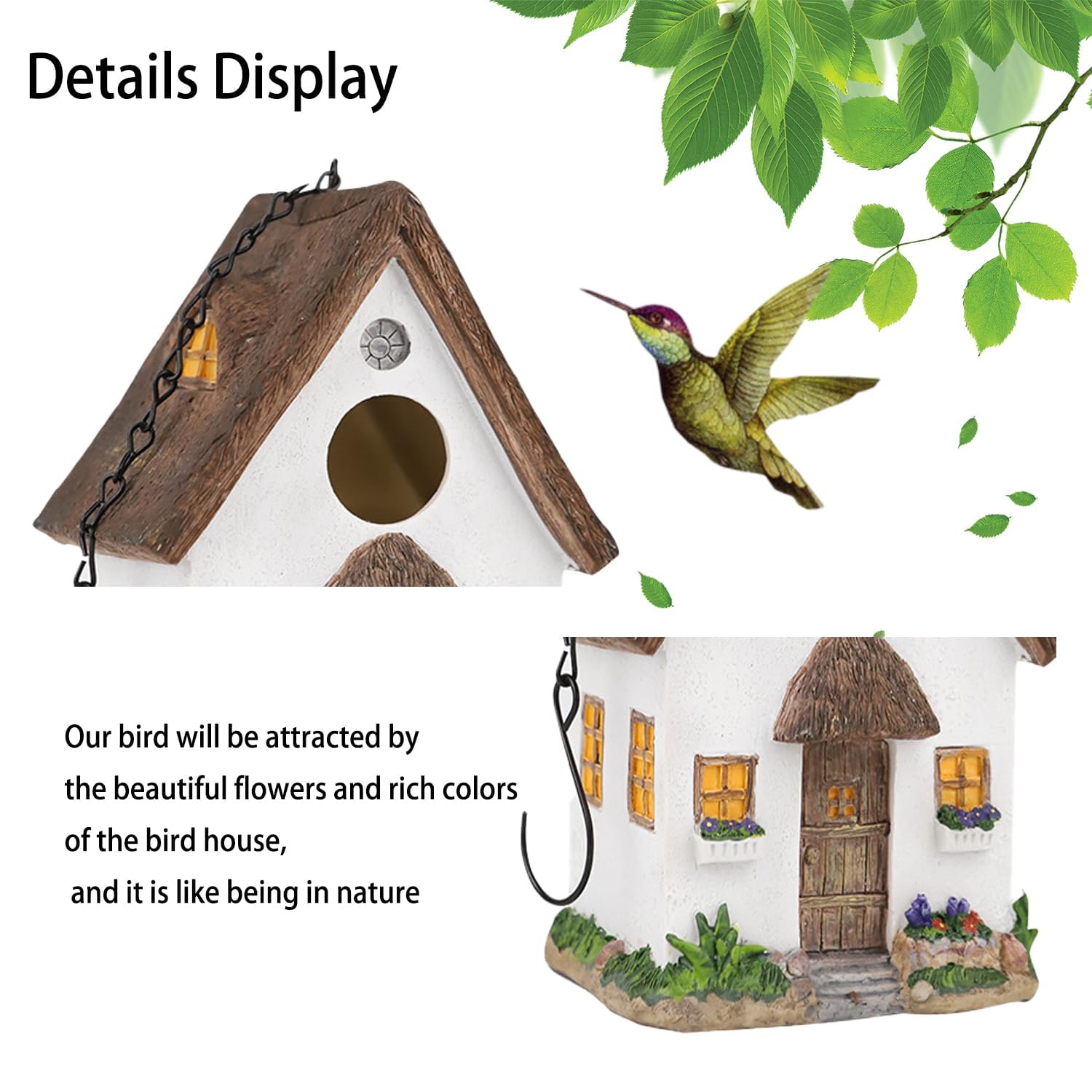 Casa Colgante para Pájaros de Resina Resistente con Ventilación