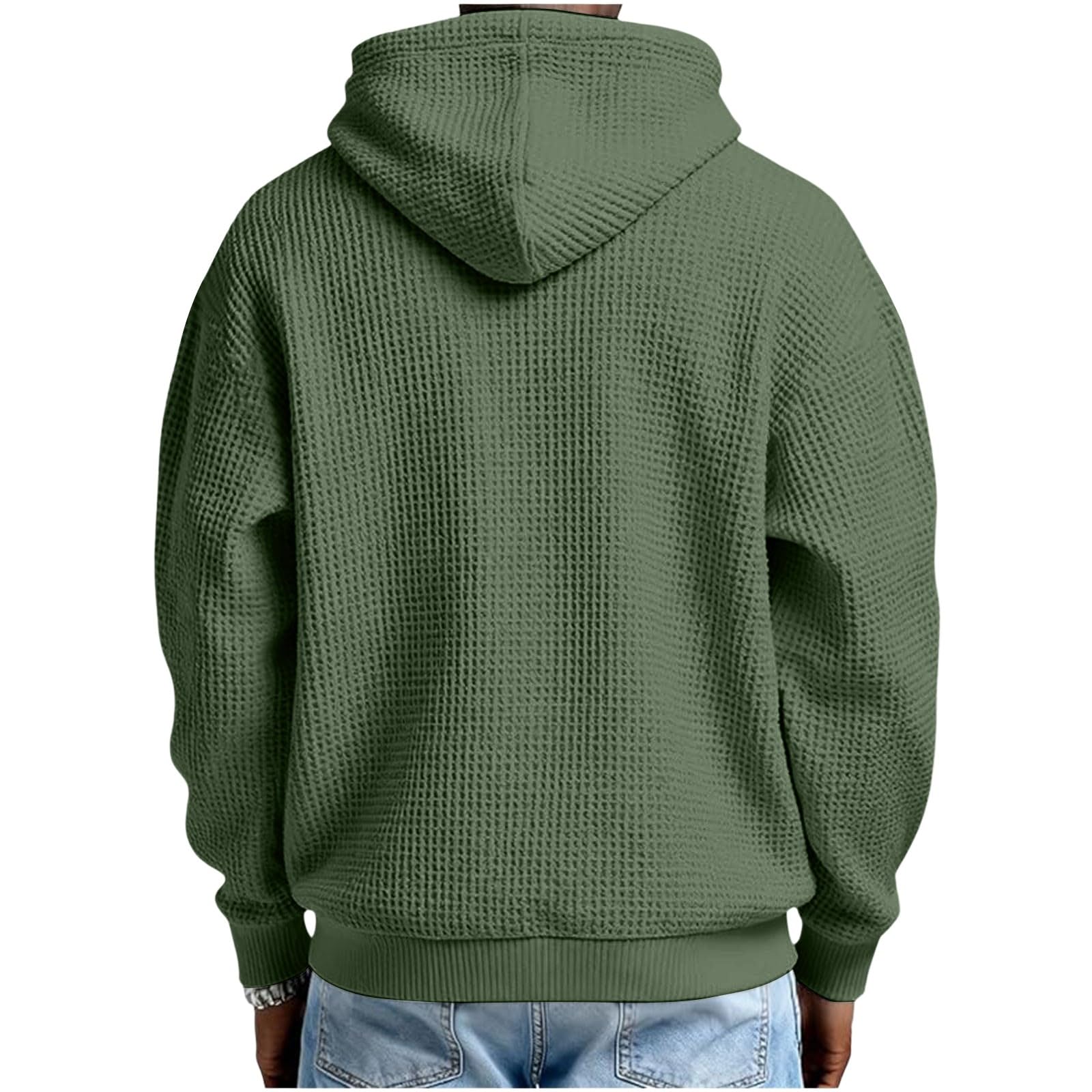 Felpa da uomo con cerniera a quarto e cappuccio, oversize, a nido d'ape