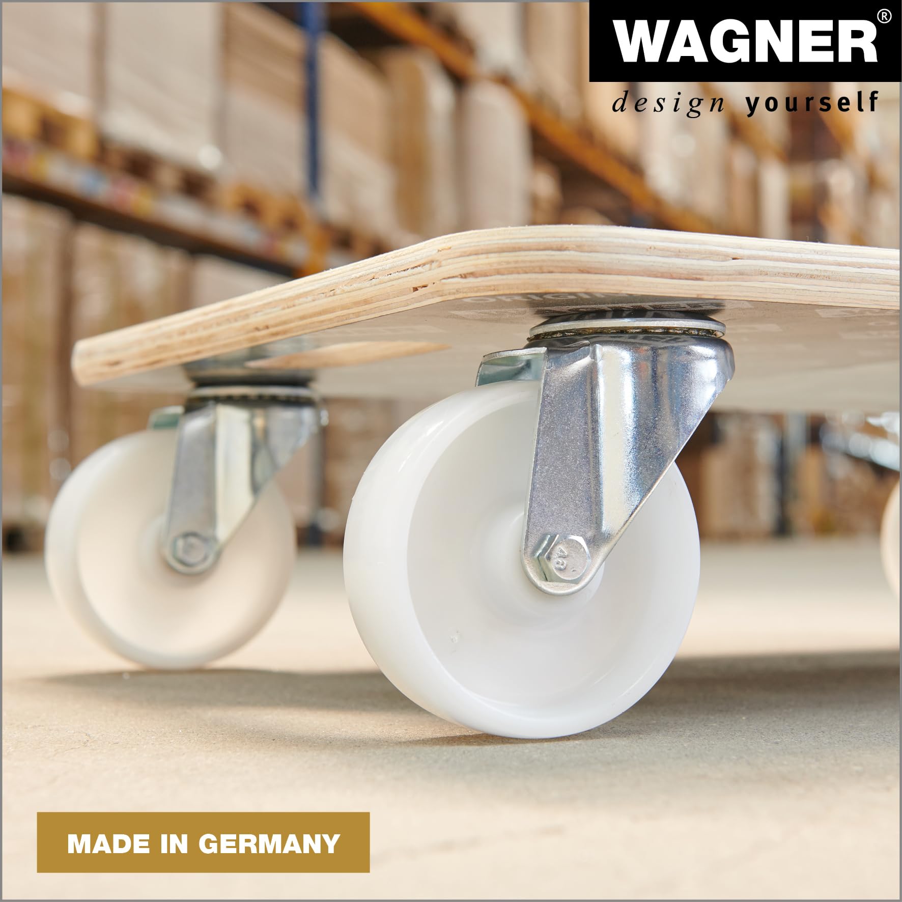 WAGNER Transport dolly MM 1325 I 59 x 29 cm - voor onhandelbare voorwerpen, apparatuur & meubels I draagvermogen 300 kg I 3 verzonken handgrepen I zeer mobiel I FSC®-gecertificeerd - 20132501