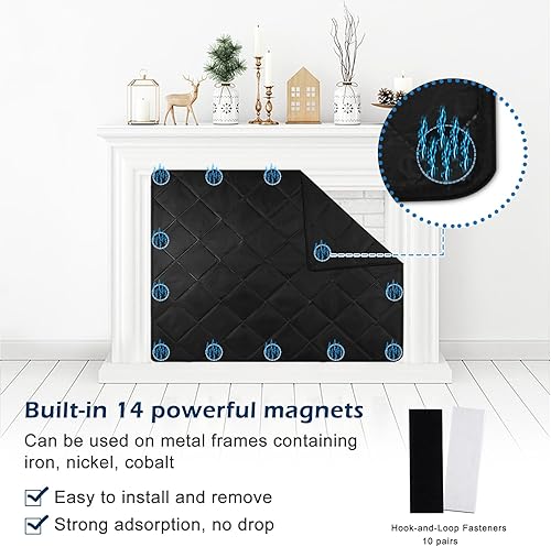 Miniatura 10 de Manta magnética para chimenea, cubierta aislante para chimenea, cubierta bloqueadora de chimenea, cubierta de chimenea con imán y cierres de velcro