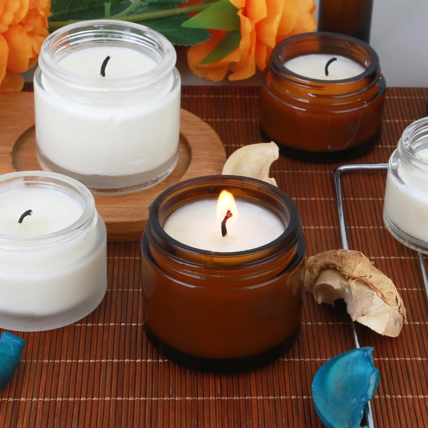 2oz Amber Glass Jars with Lids - Small Dark Glass Cosmetic Jars for Lotion, Cream, Body Butter & Balm | Tiny Refillable Containers image 4