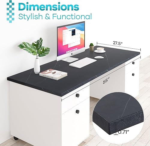 Miniatura 103 de Kaboon Mesa universal de 45.67 x 23.62 pulgadas, escritorio sólido de una pieza, encimera de melamina reversible, escritorios dobles, escritorio en