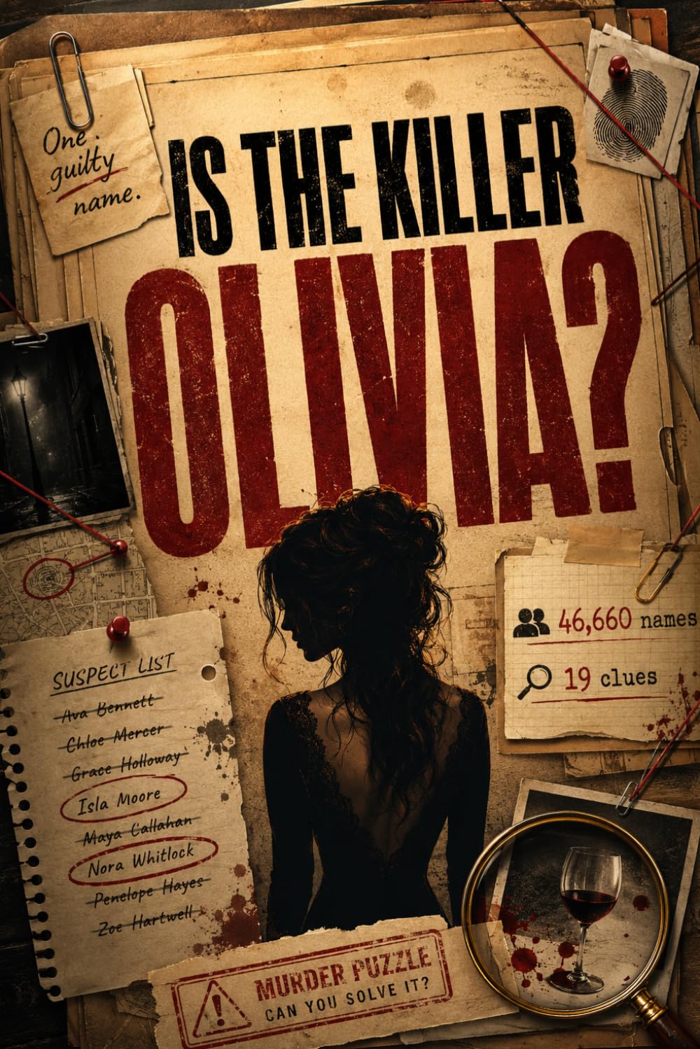 IS THE KILLER OLIVIA: 46,660 Suspects, 19 Clues, One Guilty Name to Uncover | A Murder Mystery Puzzle Book Where Logic Reveals the Truth