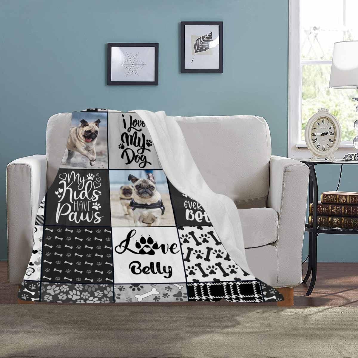 MyPupSocks Personalized Pet Loss Sympathy Blanket, I Love My Dog Memory Photo Blanket Custom Dog Memorial Gifts Throw Blanket with Pet Picture Name for Remembrance Bereavement Gifts 50x60