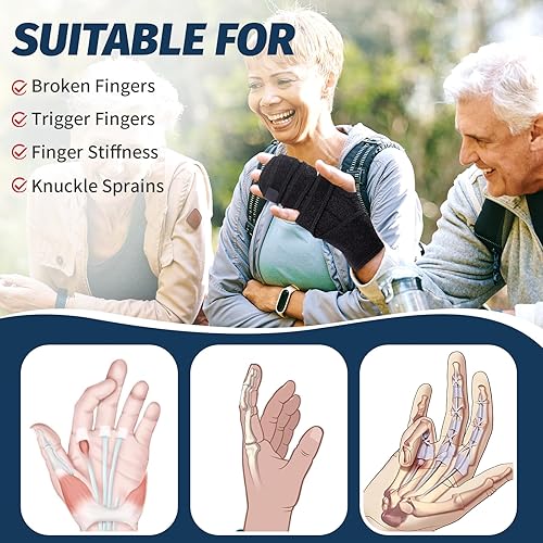 Miniatura 2 de lefeke Férula de dedo gatillo, soporte de 3 dedos para índice, medio, anillo o dedo meñique, férula de mano ajustable para dedos rotos, enderezador