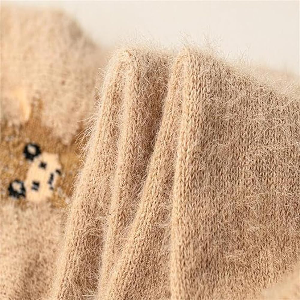Fuzzy Highland Cow Socks, 5 par uroczych haftowanych skarpet Highland Cow Crew Sock, puszyste zimowe ciepłe, skarpety do spania dla kobiet