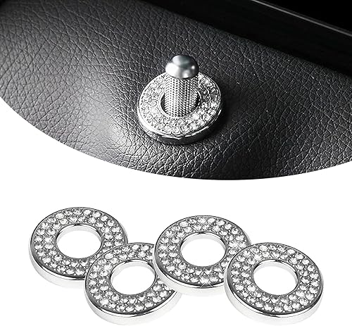 ZBGUN 4 piezas brillantes para pestillo de puerta de automóvil, aleación de zinc con incrustaciones de diamantes de imitación, calcomanía para