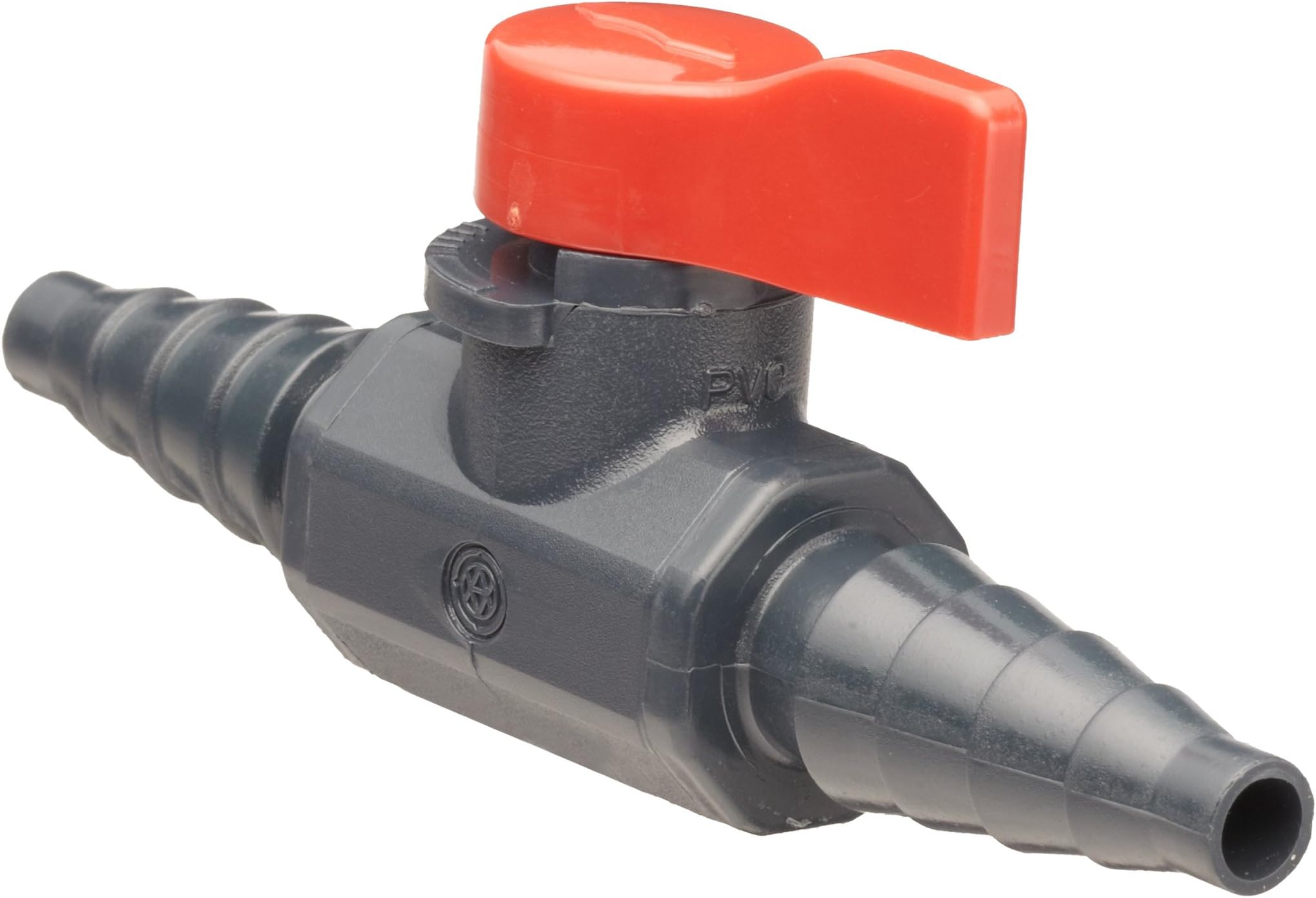 1079002 Labcock PVC Ball Valve, Inline, Unibody, Lever, 3/8" Hose